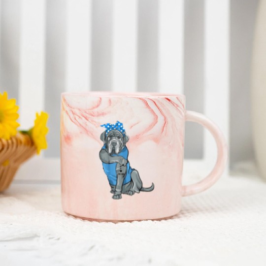 Neapolitan Mastiff Dog Tattoo I Love Mom Marble Mugs