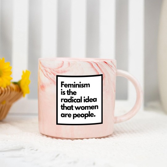 Feminism solid back sticker Marble Mugs