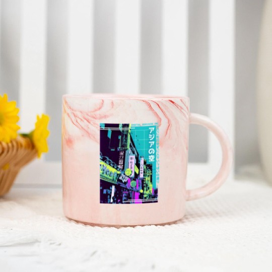 Aesthetic Vaporwave Japan Style 80s 90s Tokyo Asia Marble Mugs