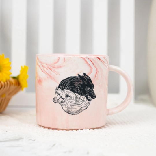 Wolf yin yang meditation philosophy symbol Marble Mugs