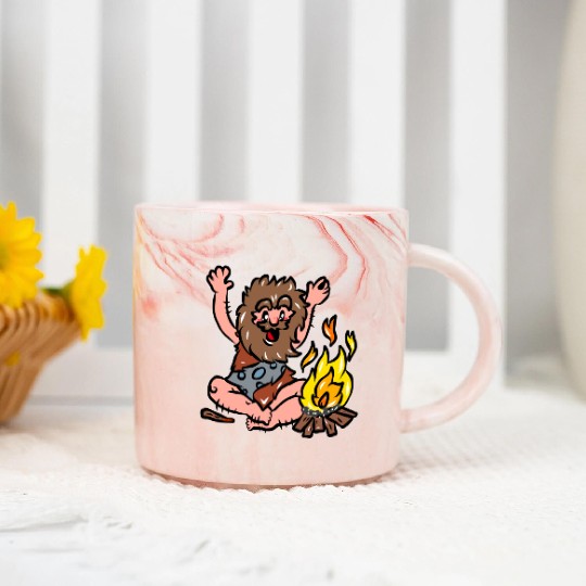 Caveman with Fire Marble Mugs