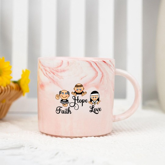 Faith Hope Love with nun, pastor and monk Marble Mugs