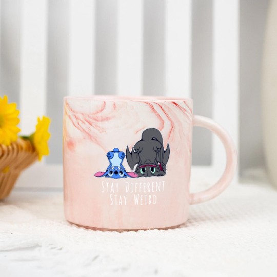 Stay Different Stay Weird Toothless And Stitch Marble Mugs