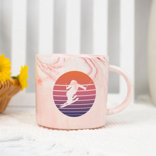 Ski Skier Winter Sports Skiing Retro Gift Marble Mugs