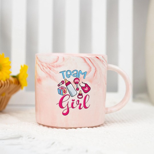 Cute Team Girl, Gender Reveal, It's A Baby Girl Marble Mugs