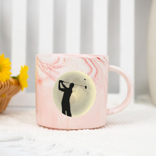 Golfer Silhouette Golf Golfer Moon Full Moon Marble Mugs