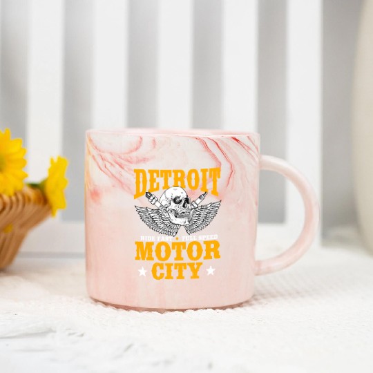 Detroit Motor City, Ride Fast, Full Speed Marble Mugs