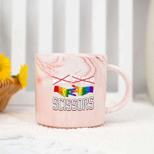 Rock Paper Scissors Lesbian LGBTQ Pride Marble Mugs