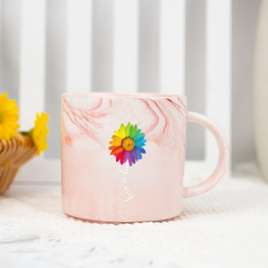 Love Is Love Rainbow Sunflower LGBT Gay Lesbian Marble Mugs