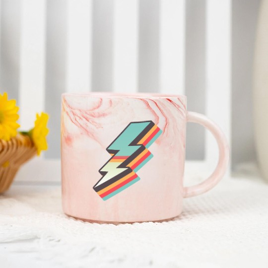 retro vintage lightning bolt Marble Mugs