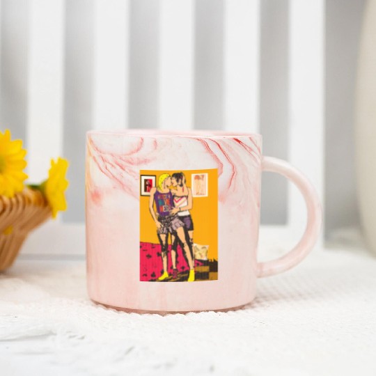 Pixel hot lesbians kissing Marble Mugs