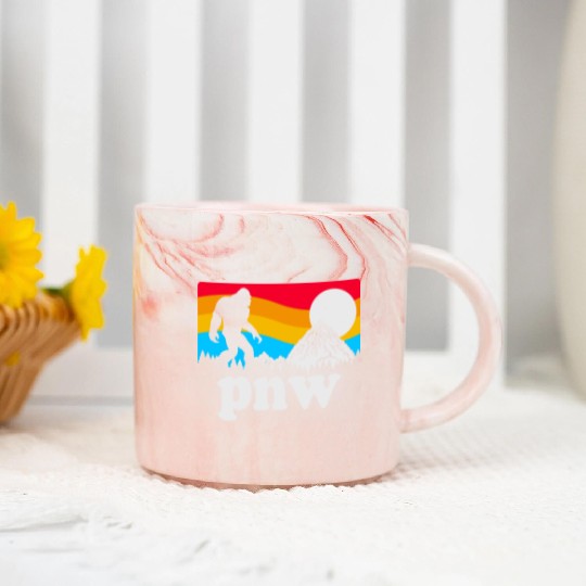 PNW Pacific Northwest Bigfoot Marble Mugs