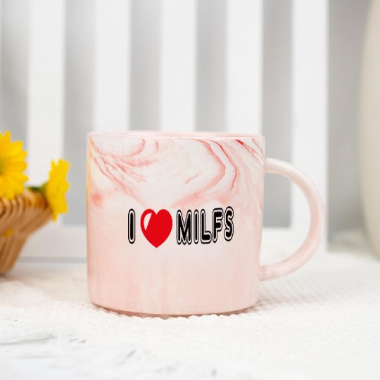 I Love Milfs Marble Mugs