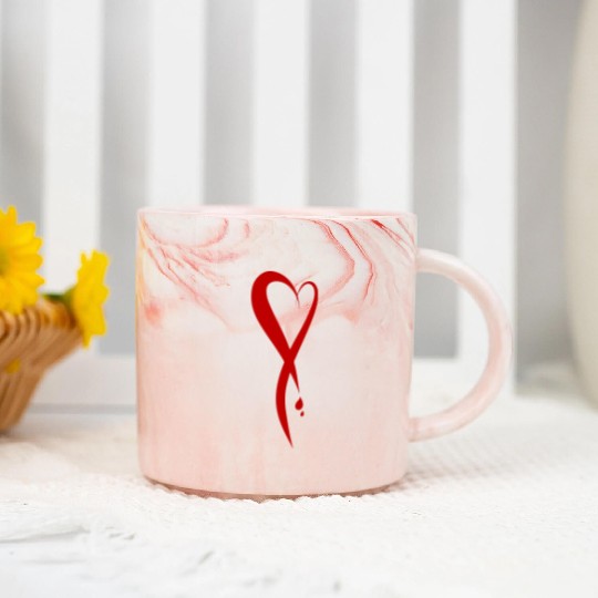 Heart bleeding, hand drawn Marble Mugs