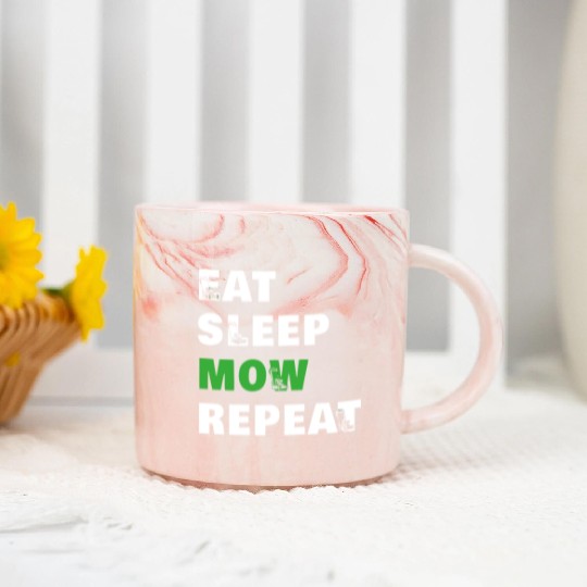Eat Sleep Mow Repeat Funny Lawn Mowing Gardener Mo Marble Mugs