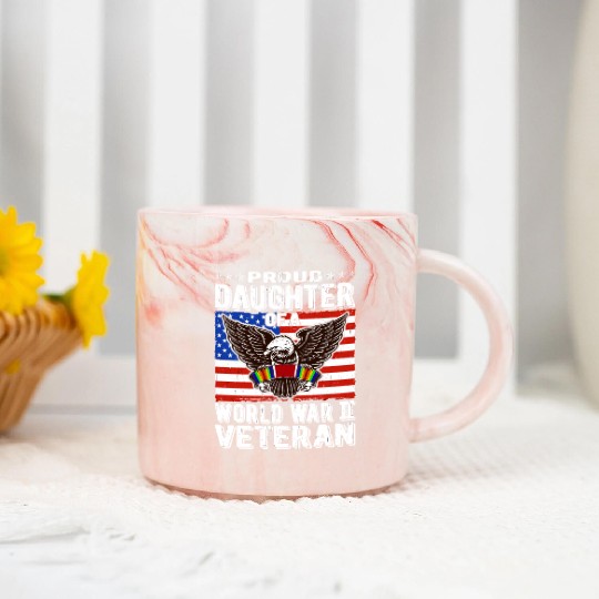 Proud Daughter Of A World War 2 Veteran Patriotic Marble Mugs