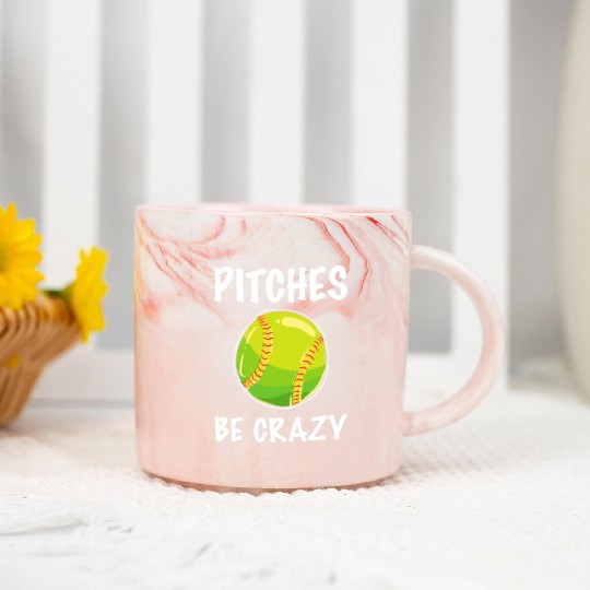 Softball Player Pitcher Pitches Be Crazy Softball Marble Mugs