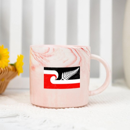 Maori Flag Silver Fern New Zealand Lover Gift Idea Marble Mugs