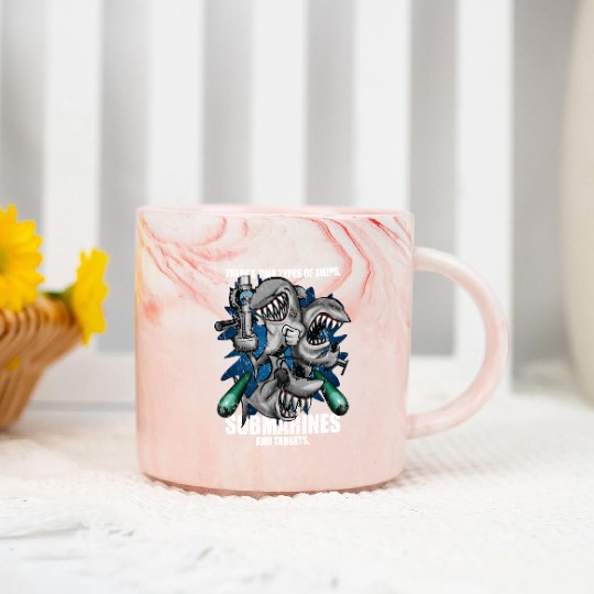 There's Two Types of Ships Submarines and Targets! Marble Mugs