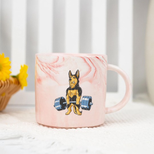 German Shepherd Working Out Funny Doberman gym Marble Mugs