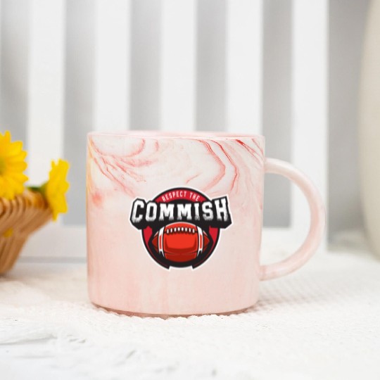 Respect The Commish Fantasy Football Funny Marble Mugs
