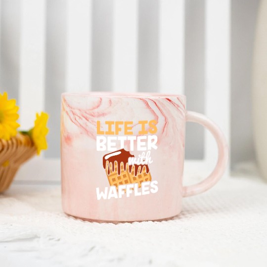 Life is Better with Waffles Waffle Pancakes Marble Mugs