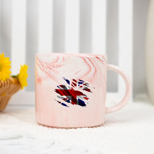 United Kingdom Ripped Flag Marble Mugs