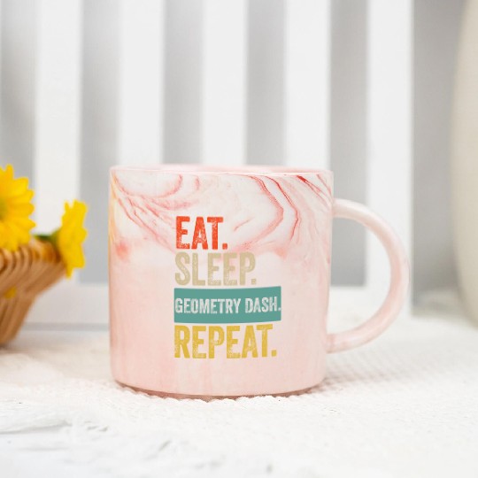 Eat sleep geometry dash repeat retro vintage Marble Mugs