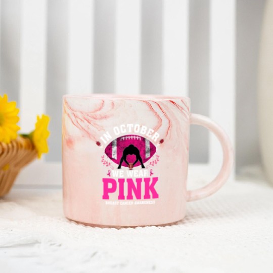 October We Wear Pink Marble Mugs Breast Cancer Awareness