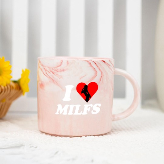 I love milfs -i heart hot moms -funny milfs Marble Mugs