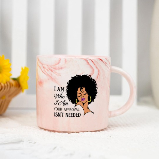 Black Queen Lady Curly Natural African American Marble Mugs