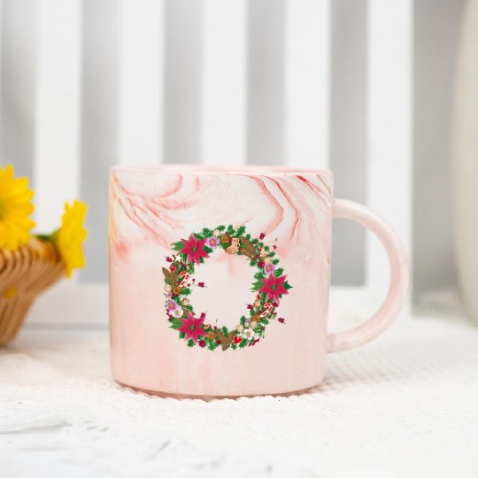 classic Christmas wreath lavishly decorated Marble Mugs