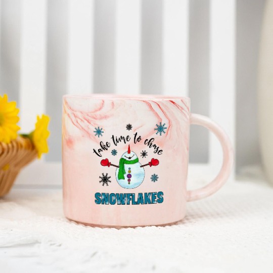 Take time to chase snowflakes winter gifts Marble Mugs