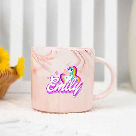 Emily Unicorn Marble Mugs