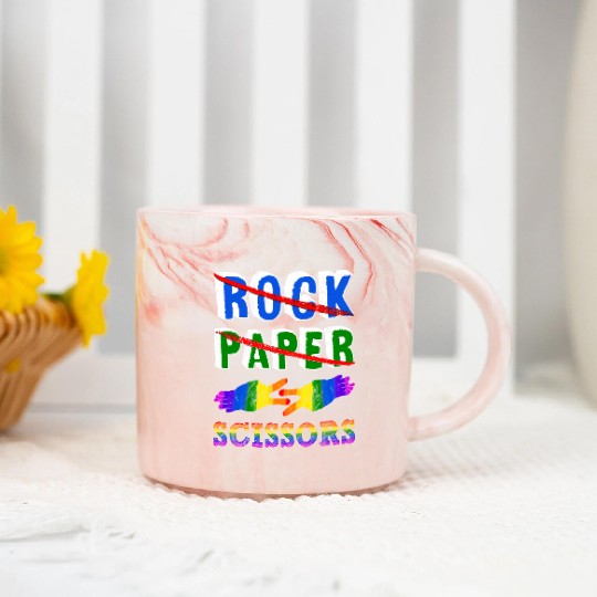 Rock Paper Scissors Lesbian Couple LGBTQ Pride Mon Marble Mugs