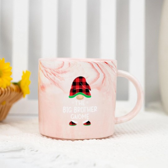 Christmas The Big Brother Gnome Buffalo Plaid Xmas Marble Mugs
