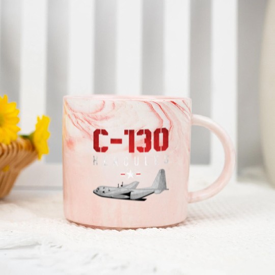 C 130 Hercules US Airborne Fighter Pilot Marble Mugs