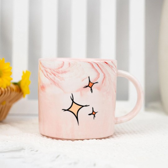 Three colorful stars, Asterisks, hand drawn Marble Mugs