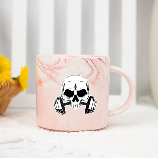Skull Gym Barbells Marble Mugs