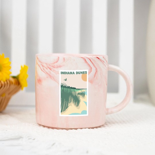 Grass Sunset Indiana Dunes Poster Marble Mugs