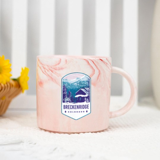Breckenridge Colorado Ski Badge Marble Mugs