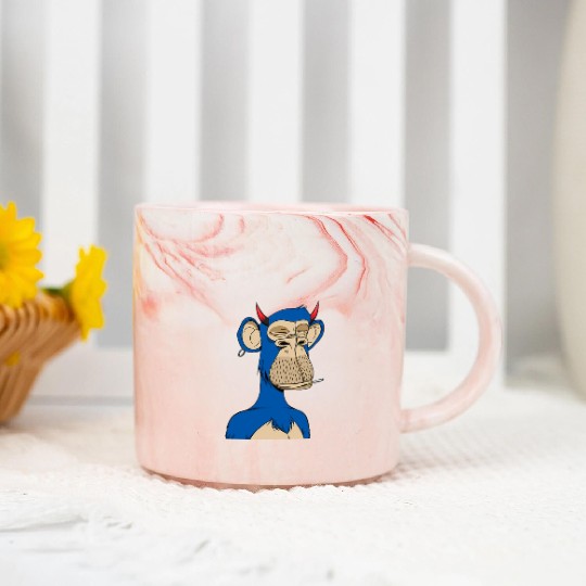 Blue bored monkey Marble Mugs