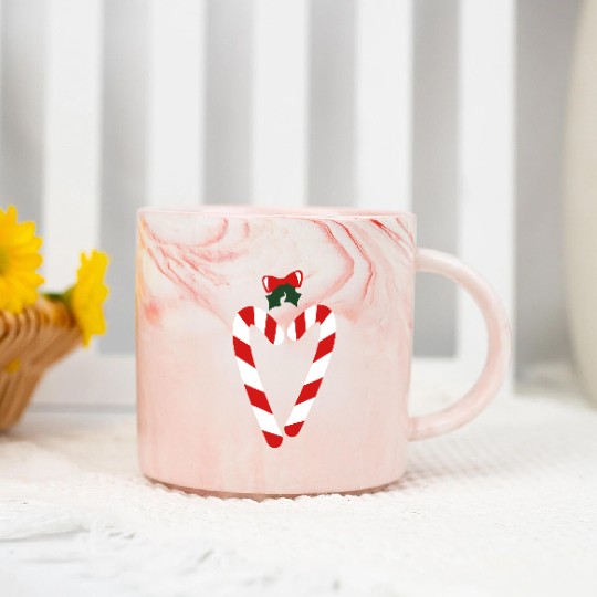 beautiful christmas candy canes in love heart with Marble Mugs