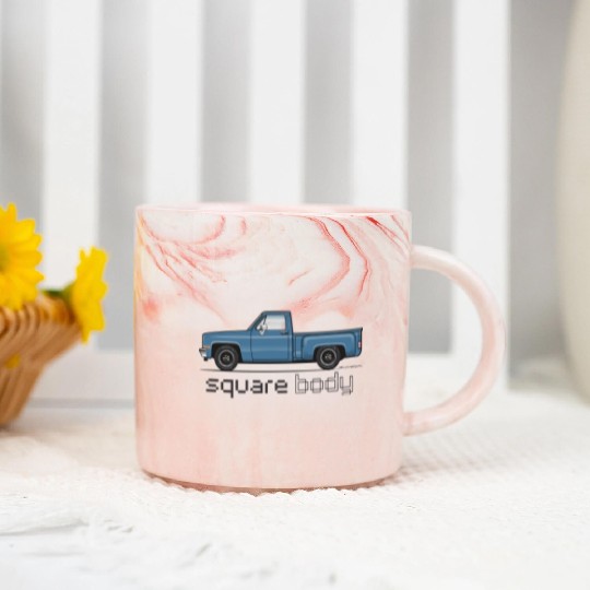 Square Body Blue Marble Mugs