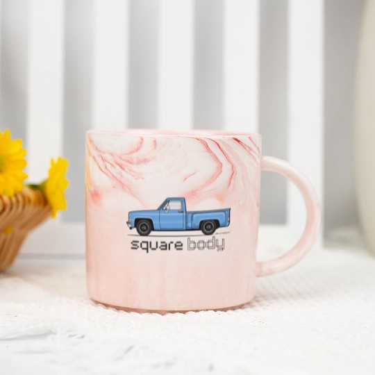 Square Body Light Blue Marble Mugs