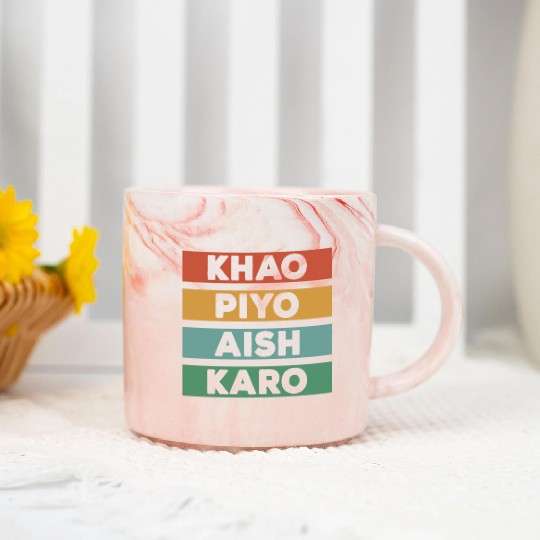 Punjabi - KHAO PIYO AISH KARO Marble Mugs