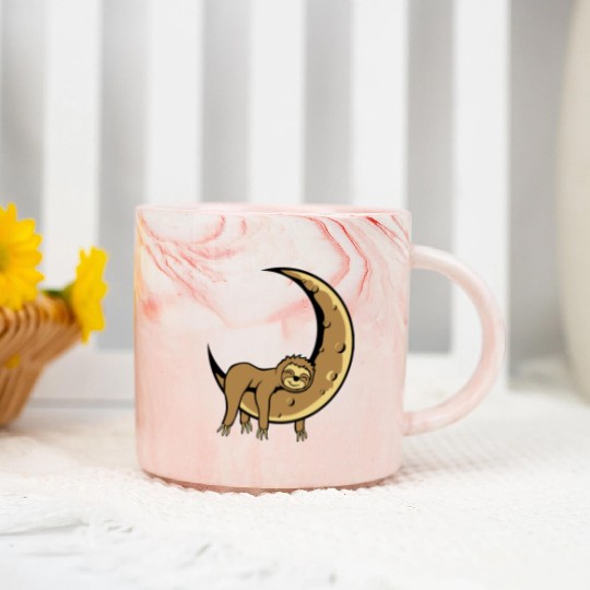 Lazy moon sloth Marble Mugs