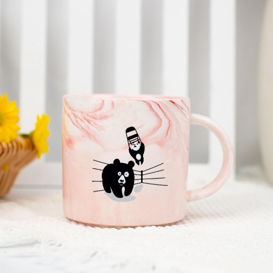 Panda vs Grizzly in wrestling ring. Kung fu Marble Mugs