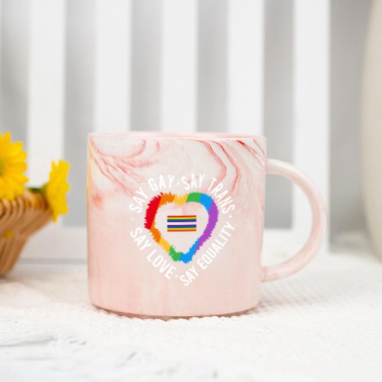 LGBT Transgender Pride Flag Gift Say Gay Say Trans Marble Mugs