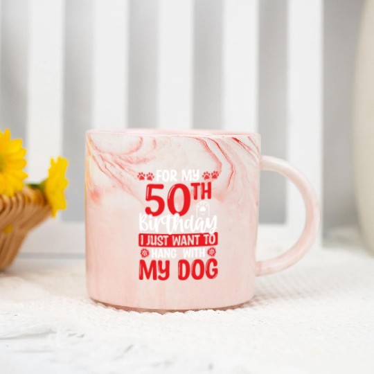 50th Birthday with my Dog Dad Dog Mom 50 Year Old Marble Mugs